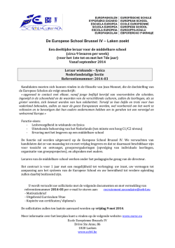 De Europese School Brussel IV – Laken zoekt