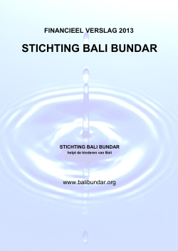 jaarrekening 2013 - Stichting Bali Bundar