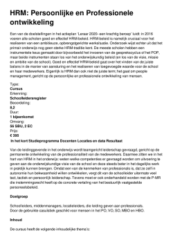 HRM: Persoonlijke en Professionele ontwikkeling