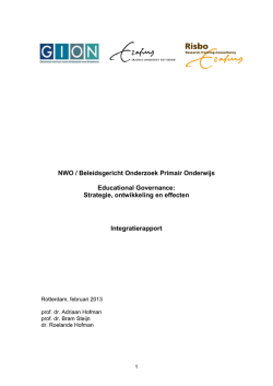 Educational governance: strategie, ontwikkeling en effecten
