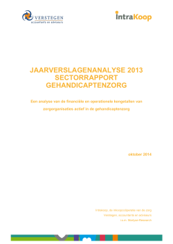 Jaarverslagenanalyse 2013 Sectorrapport Gehandicaptenzorg