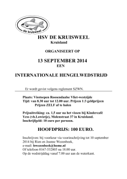 Open wedstrijd HSV de Kruisweel: 13 september 2014