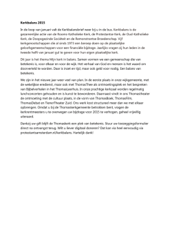Kerkbalans 2015 In de loop van januari valt de