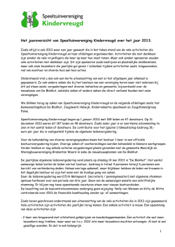 Jaarverslag 2013 - Speeltuinvereniging Kindervreugd