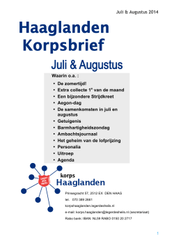 Korpsbrief Haaglanden Juli/Augustus 2014