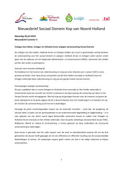 Nieuwsbrief Sociaal Domein Kop van Noord-Holland