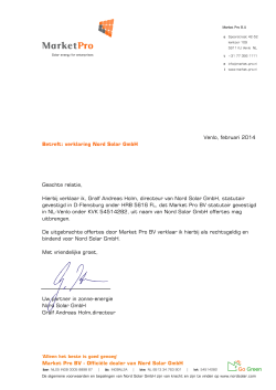 Venlo, februari 2014 Betreft: verklaring Nord Solar