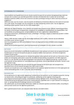 HYPERMOBILITEIT SYNDROOM Hypermobiliteit wordt gedefinieerd