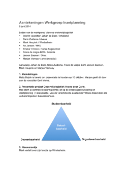 Inzetplanning 5 juni 2014