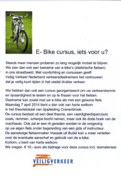 E- Bike cursus, iets voor u?