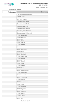 Overzicht van de intermediaire partners per provincie