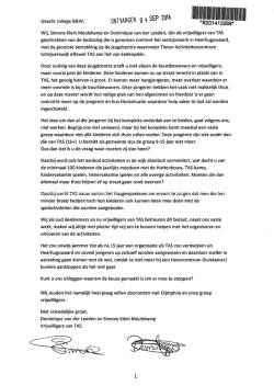 Ingekomen stuk raad 28 okt 2014 AB08 Brief vrijwilligers TAS