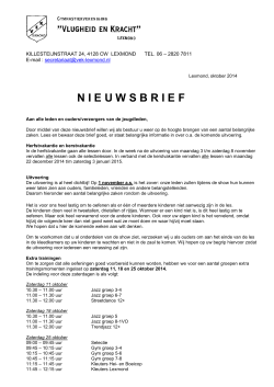 Nieuwsbrief info uitvoering 2014