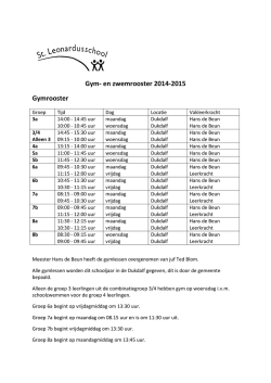 Gym- en zwemrooster 2014-2015 Gymrooster
