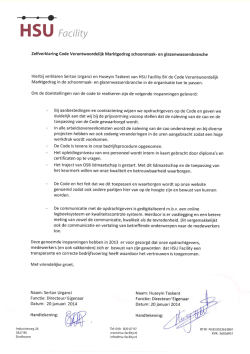 HSU Facility B.V. - Code Verantwoordelijk Marktgedrag