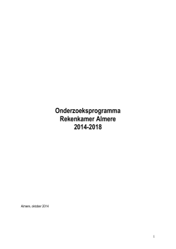 Onderzoeksprogramma Rekenkamer Almere 2014-2018