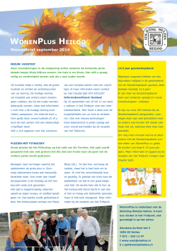 Nieuwsbrief september 2014 - Stichting Welzijn Heiloo