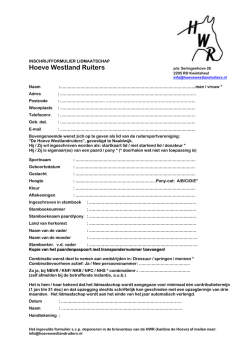 Inschrijfformulier HWR - Hoeve Westland Ruiters.