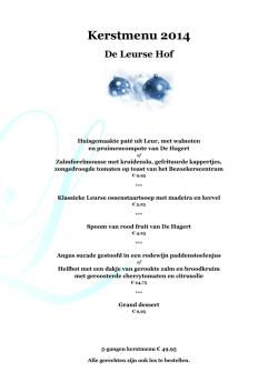 KERSTMENU 2006 LEURSE HOF - Restaurant de Leurse Hof