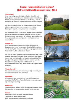 Hof ten Holt heeft plek per 1 mei 2014