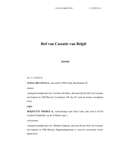 Hof van Cassatie van Belgi&euml; Arrest