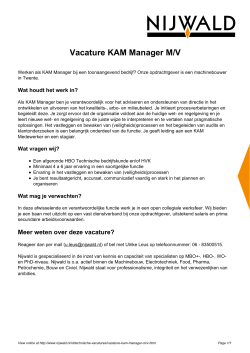 Vacature KAM Manager M/V