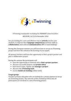 eTwinning transborder workshop for PRIMARY school teachers