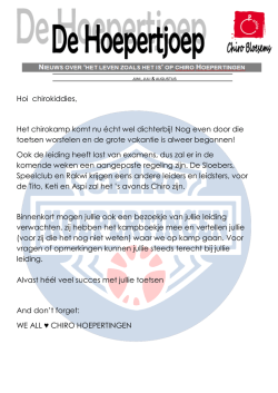 Hoi chirokiddies, Het chirokamp komt nu écht wel dichterbij! Nog