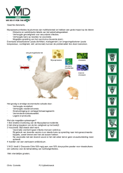 Geachte dierenarts, Mycoplasma-infecties bij pluimvee zijn