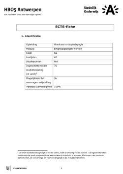 ECTS-fiche - Stedelijk Onderwijs