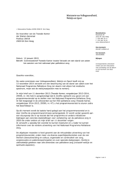 Kamerbrief over stand van zaken ten aanzien van