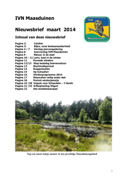 IVN Maasduinen Nieuwsbrief maart 2014 Inhoud van deze