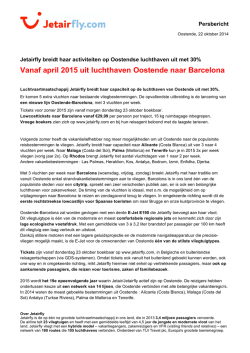 Jetairfly : uit Oostende ook naar Barcelona
