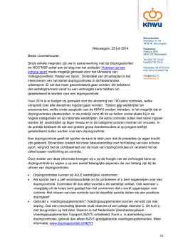 Informatie extra dopingcontroles voor Licentiehouders