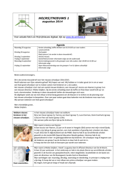 Horstnieuws Nr 1 Augustus 2014