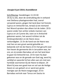 Liturgie 8 juni 2014 Avond