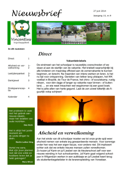 Nieuwsbrief einde schooljaar 2014