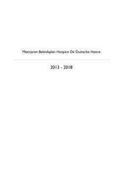 Meerjarenbeleidsplan Hospice de Duinsche Hoeve 2013-2018