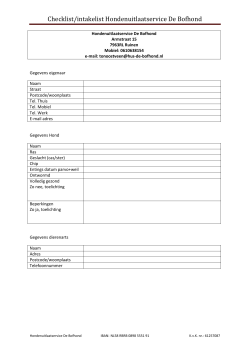 Checklist/intakelist Hondenuitlaatservice De Bofhond