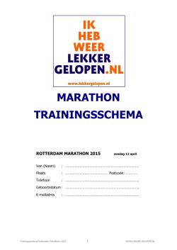 trainingsschema rotterdam marathon 2015