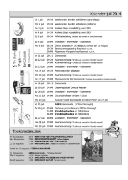 Kalender juli 2014 Toekomstmuziek