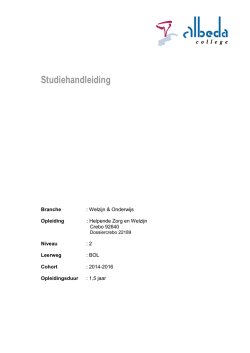 Studiehandleiding Helpende Zorg en Welzijn BOL