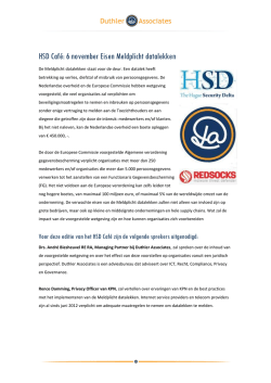 HSD Caf&eacute;: 6 november Eisen Meldplicht datalekken