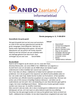 Eerste jaargang nr. 6, 11-09-2014 Gezondheid, het grote goed