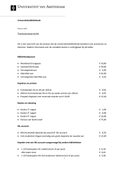 Tarievenoverzicht Bibliotheek Universiteit van Amsterdam (pdf)
