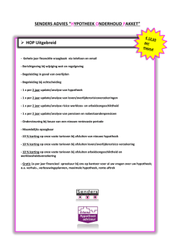 HOP Uitgebreid SENDERS ADVIES &ldquo;HYPOTHEEK ONDERHOUD
