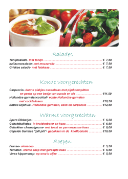 Restaurant menu - Dijkhuis Andijk