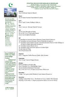 Jaar planning Djame Masdjied Taibah 2014