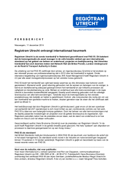 Regiotram Utrecht ontvangt internationaal keurmerk (PDF