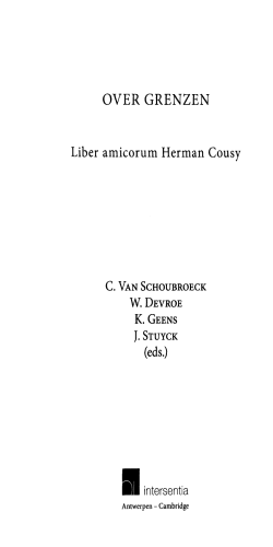 OVER GRENZEN Liber amicorum Herman Cousy